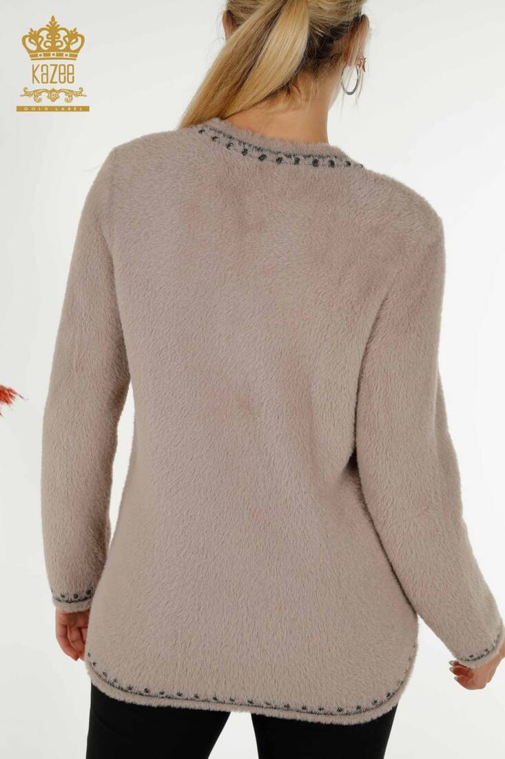 Women's Angora Cardigan Buttoned Mink - 30371 | KAZEE