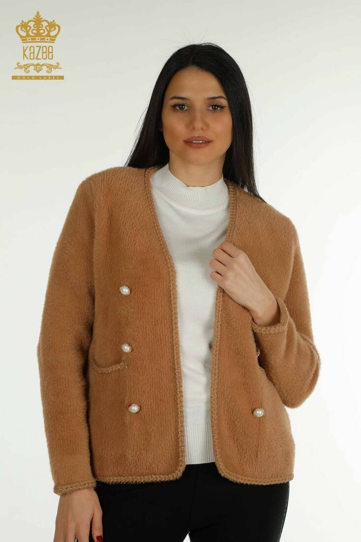 Women's Angora Cardigan Buttoned Mink - 30799 | KAZEE