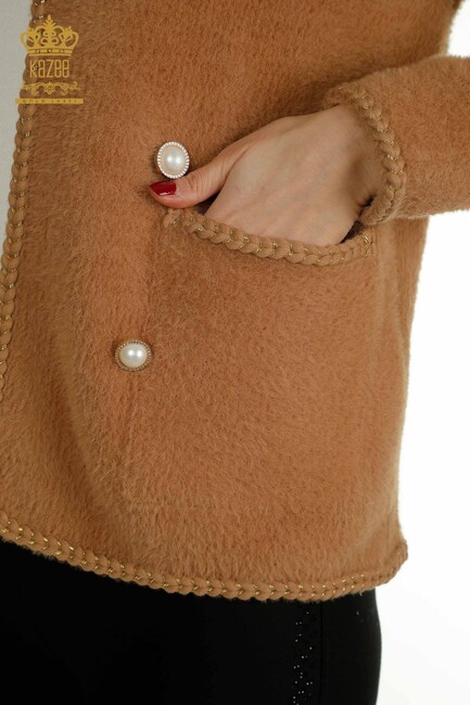 Women's Angora Cardigan Buttoned Mink - 30799 | KAZEE - Thumbnail