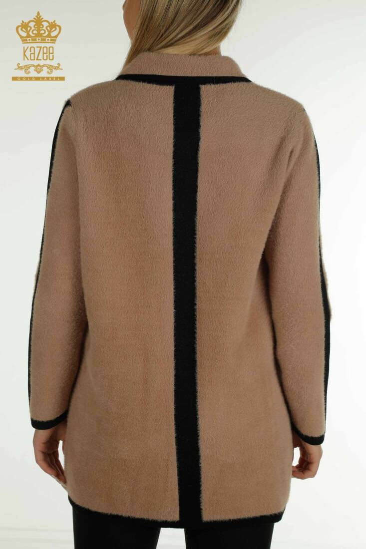 Women's Angora Cardigan Stripe Detail Mink - 30444 | KAZEE