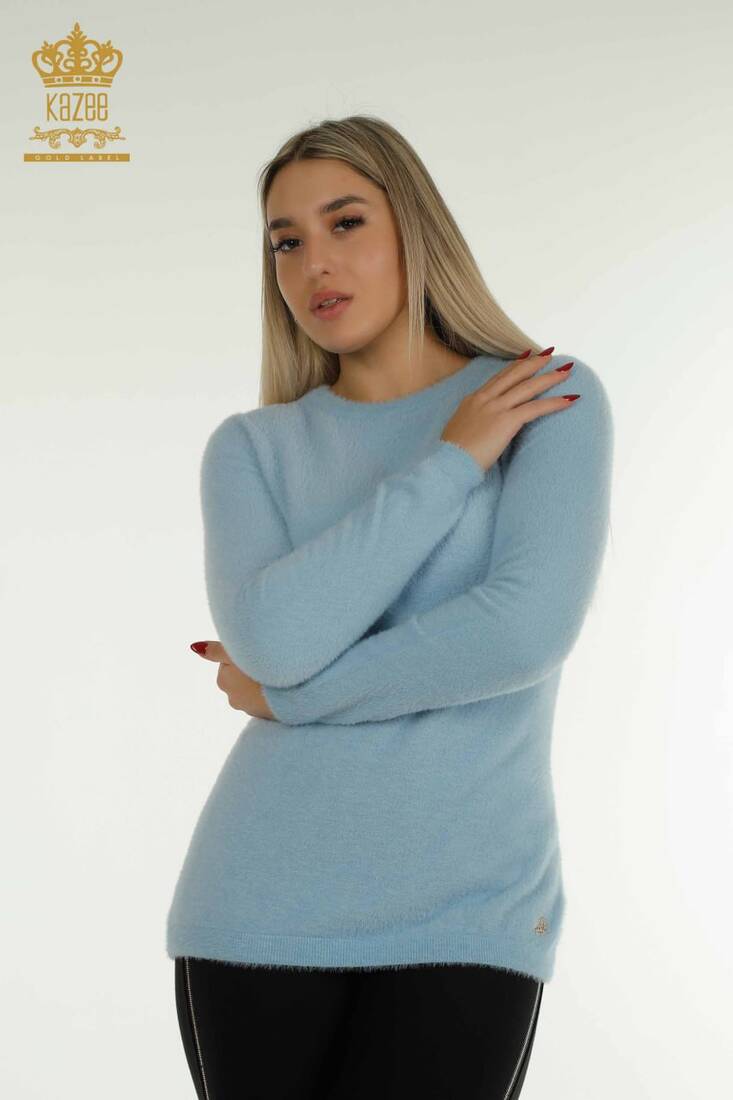 Women's Angora Knitwear Basic Blue - 30490 | KAZEE