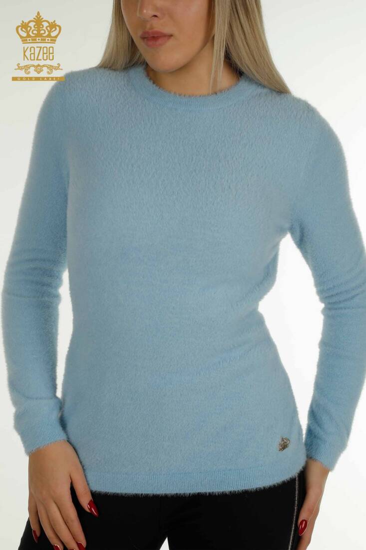 Women's Angora Knitwear Basic Blue - 30490 | KAZEE