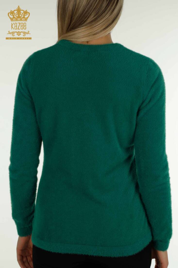 Women's Angora Knitwear Basic Green - 30490 | KAZEE