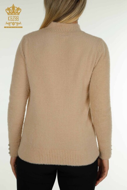 Women's Angora Knitwear Button Detail Beige - 30667 | KAZEE - Thumbnail