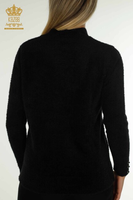 Women's Angora Knitwear Button Detail Black - 30667 | KAZEE - Thumbnail