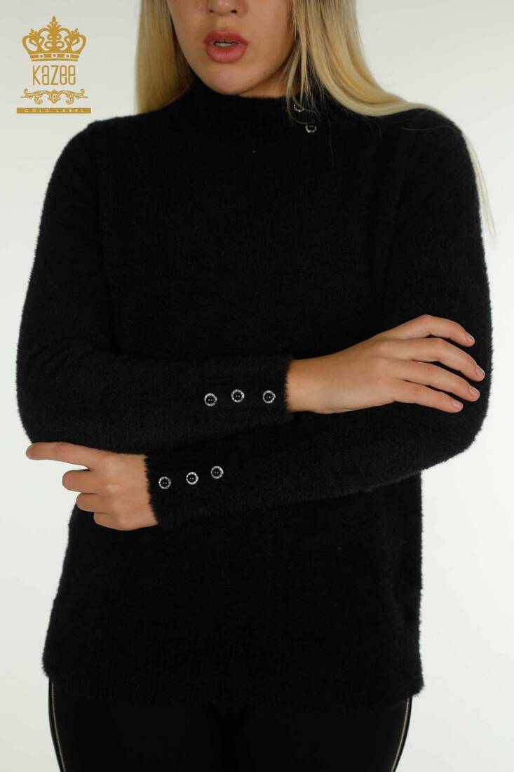 Women's Angora Knitwear Button Detail Black - 30667 | KAZEE