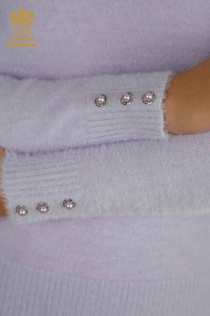 Women's Angora Knitwear Button Detail Lilac - 30667 | KAZEE - Thumbnail