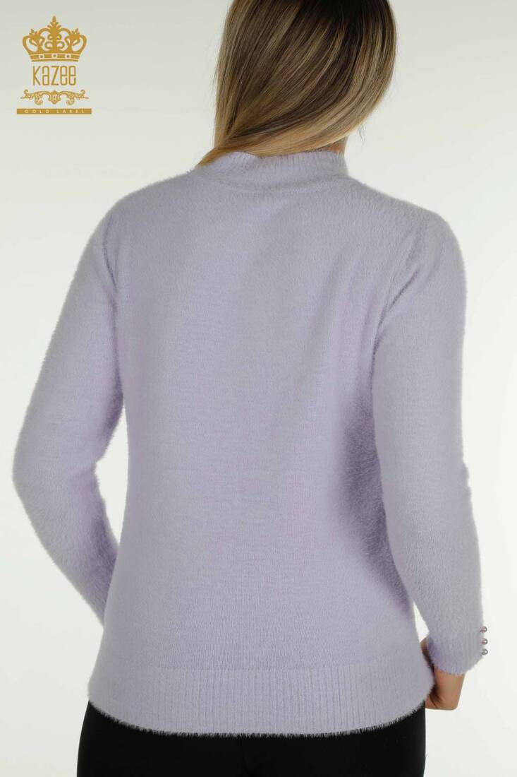 Women's Angora Knitwear Button Detail Lilac - 30667 | KAZEE