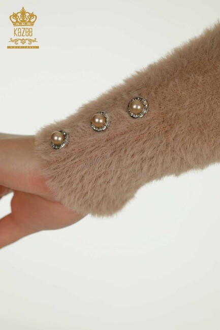 Women's Angora Knitwear Button Detail Mink - 30667 | KAZEE - Thumbnail