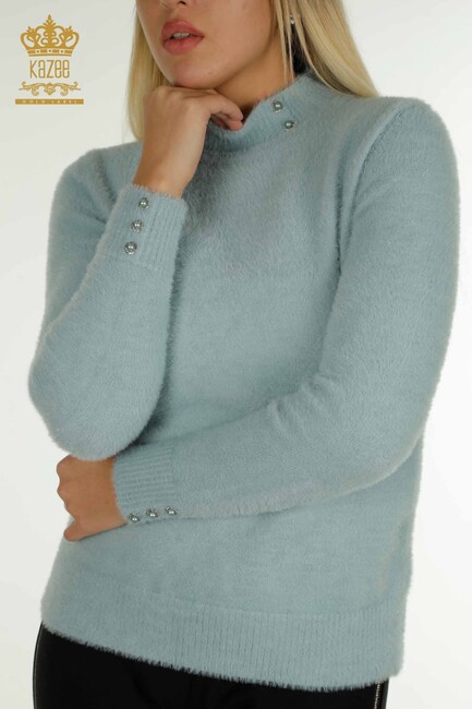 Women's Angora Knitwear Button Detail Mint - 30667 | KAZEE - Thumbnail