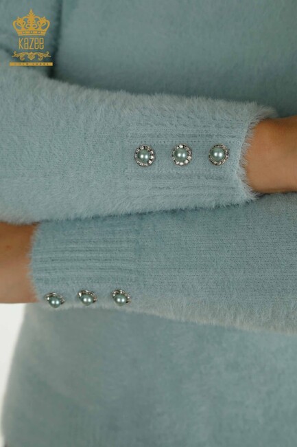 Women's Angora Knitwear Button Detail Mint - 30667 | KAZEE - Thumbnail