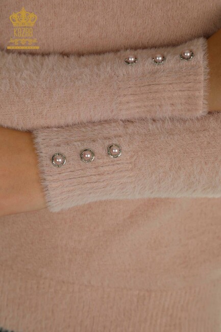 Women's Angora Knitwear Button Detail Powder - 30667 | KAZEE - Thumbnail