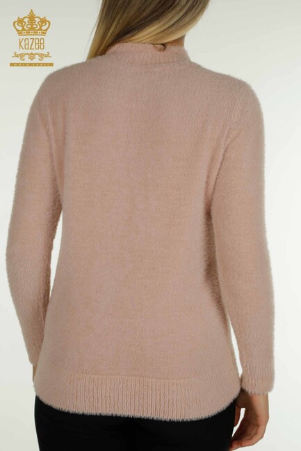 Women's Angora Knitwear Button Detail Powder - 30667 | KAZEE - Thumbnail