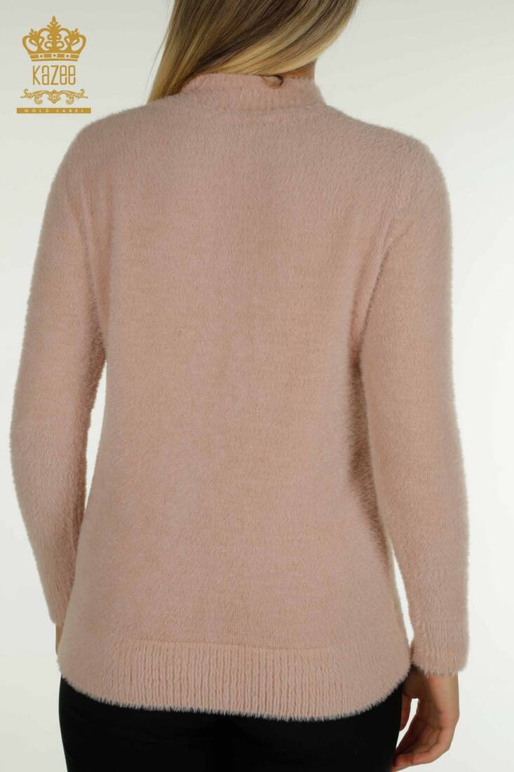 Women's Angora Knitwear Button Detail Powder - 30667 | KAZEE