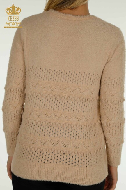 Women's Angora Knitwear Self-Patterned Beige - 30697 | KAZEE - Thumbnail