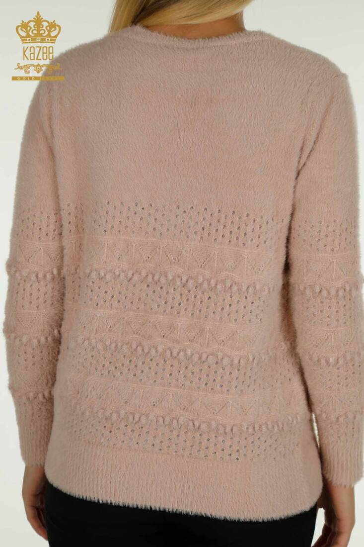 Women's Angora Knitwear Self-Patterned Powder - 30697 | KAZEE