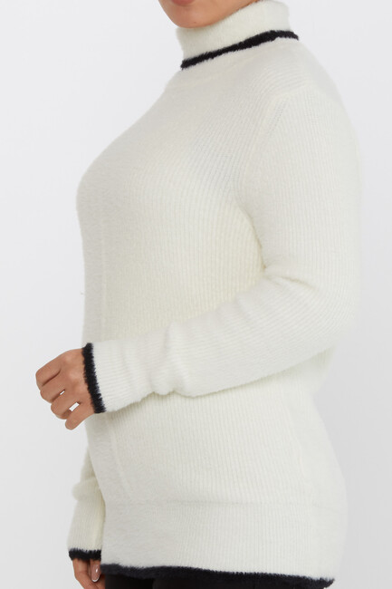 Women's Angora Knitwear Stripe Detail Ecru - 30646 | KAZEE - Thumbnail