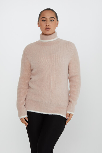 Women's Angora Knitwear Stripe Detail Powder - 30646 | KAZEE - Thumbnail