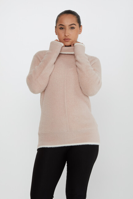 Women's Angora Knitwear Stripe Detail Powder - 30646 | KAZEE - Thumbnail