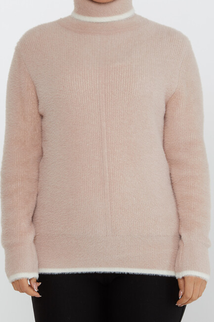 Women's Angora Knitwear Stripe Detail Powder - 30646 | KAZEE - Thumbnail