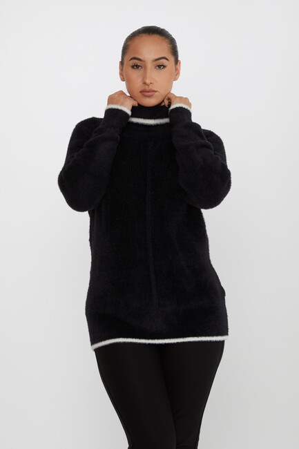 Women's Angora Knitwear Striped Detail Black - 30646 | KAZEE - Thumbnail