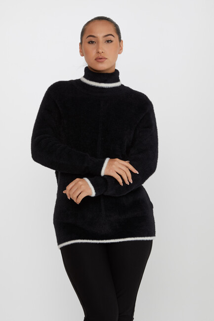 Women's Angora Knitwear Striped Detail Black - 30646 | KAZEE - Thumbnail