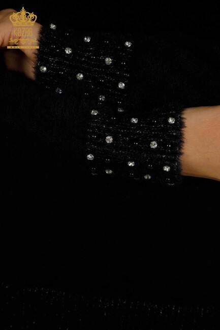 Women's Angora Sweater Beaded Detail Black - 30668 | KAZEE - Thumbnail