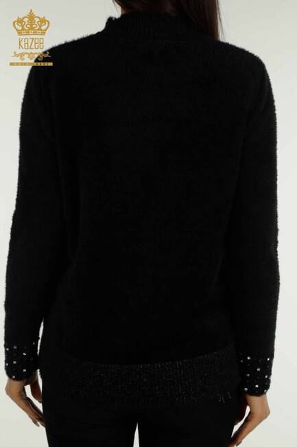 Women's Angora Sweater Beaded Detail Black - 30668 | KAZEE - Thumbnail