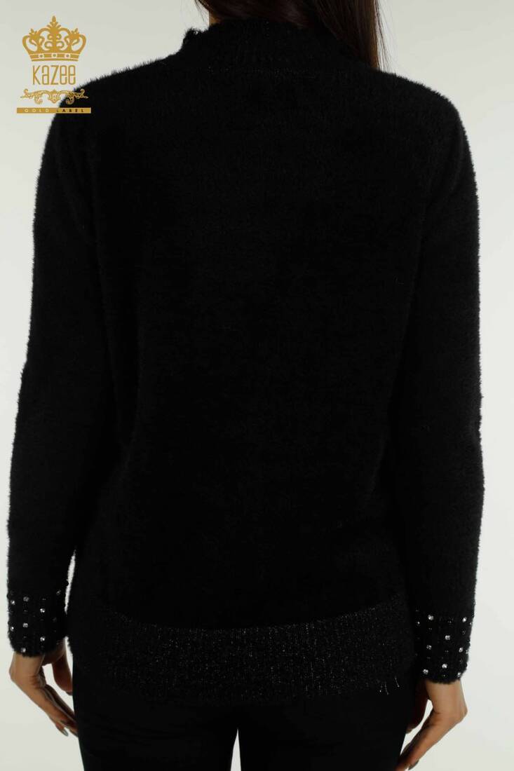 Women's Angora Sweater Beaded Detail Black - 30668 | KAZEE