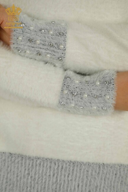 Women's Angora Sweater Beaded Detail Ecru - 30668 | KAZEE - Thumbnail