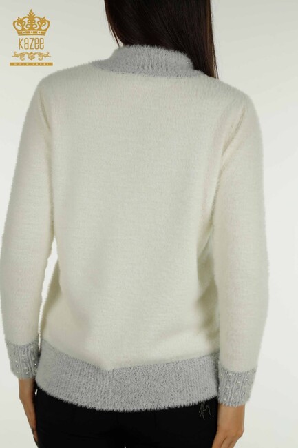 Women's Angora Sweater Beaded Detail Ecru - 30668 | KAZEE - Thumbnail