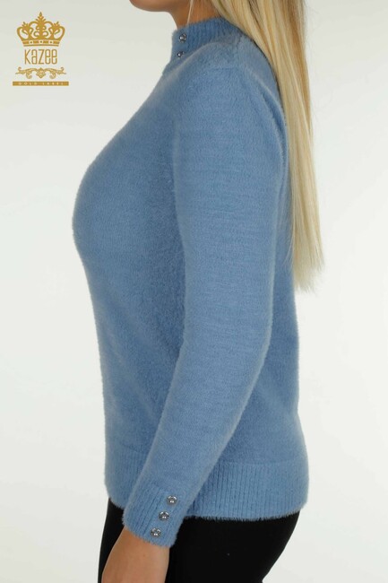 Women's Angora Sweater Button Detail Blue - 30667 | KAZEE - Thumbnail