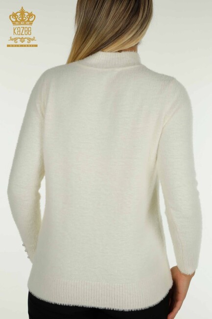 Women's Angora Sweater Button Detail Ecru - 30667 | KAZEE - Thumbnail