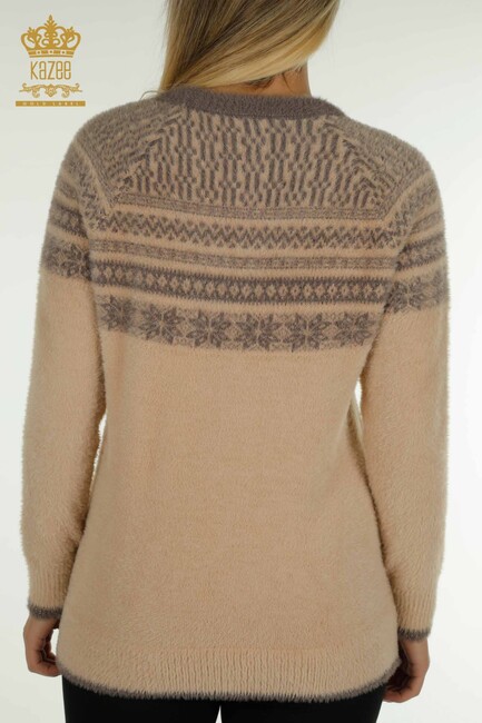 Women's Angora Sweater Patterned Beige - 30681 | KAZEE - Thumbnail