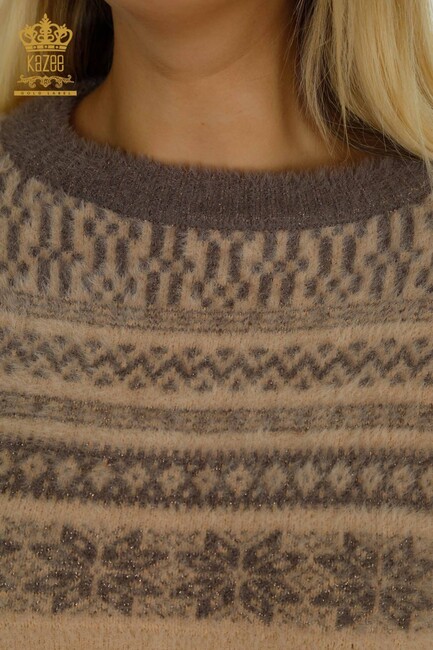 Women's Angora Sweater Patterned Beige - 30681 | KAZEE - Thumbnail