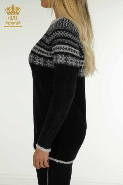 Women's Angora Sweater Patterned Black - 30681 | KAZEE - Thumbnail