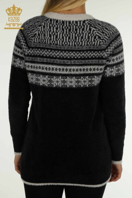 Women's Angora Sweater Patterned Black - 30681 | KAZEE - Thumbnail