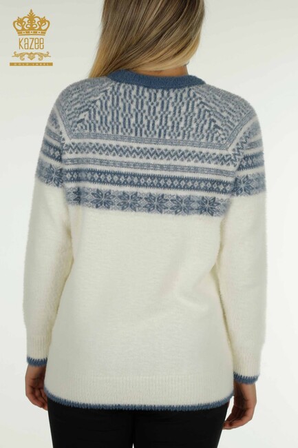 Women's Angora Sweater Patterned Ecru - 30681 | KAZEE - Thumbnail