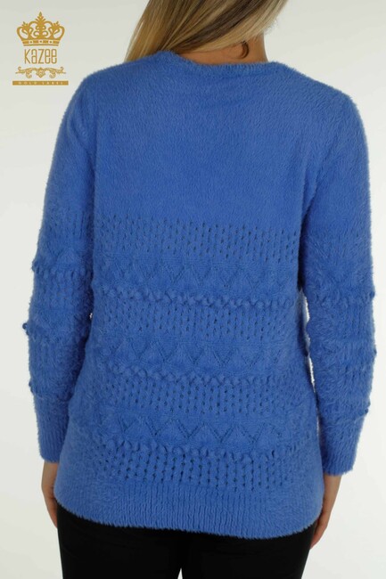 Women's Angora Sweater Self-Patterned Blue - 30697 | KAZEE - Thumbnail