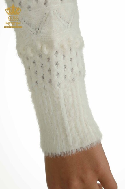 Women's Angora Sweater Self-Patterned Ecru - 30697 | KAZEE - Thumbnail