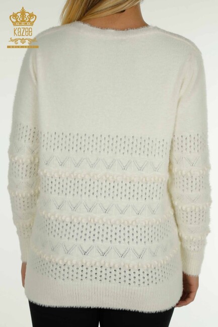 Women's Angora Sweater Self-Patterned Ecru - 30697 | KAZEE - Thumbnail