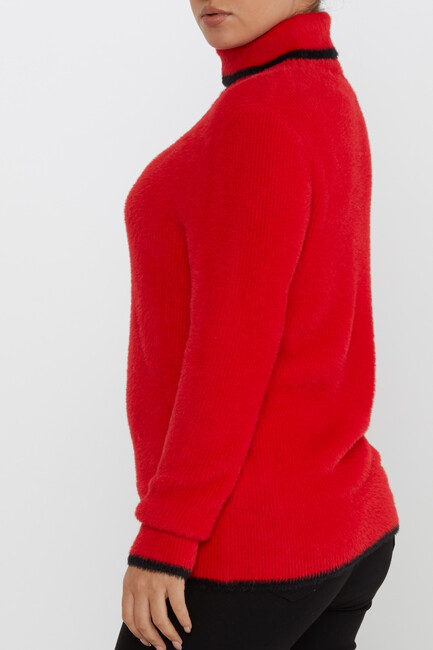 Women's Angora Sweater Striped Detail Red - 30646 | KAZEE - Thumbnail