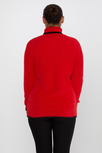 Women's Angora Sweater Striped Detail Red - 30646 | KAZEE - Thumbnail