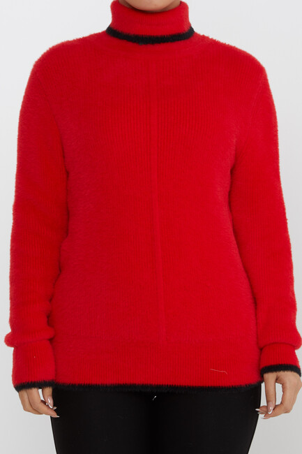 Women's Angora Sweater Striped Detail Red - 30646 | KAZEE - Thumbnail