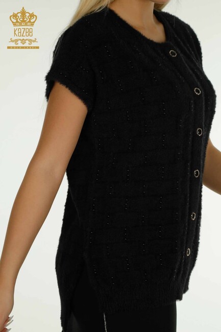 Women's Angora Vest Slit Detail Black - 30739 | KAZEE - Thumbnail