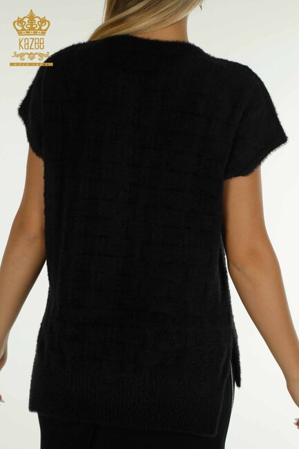 Women's Angora Vest Slit Detail Black - 30739 | KAZEE - Thumbnail