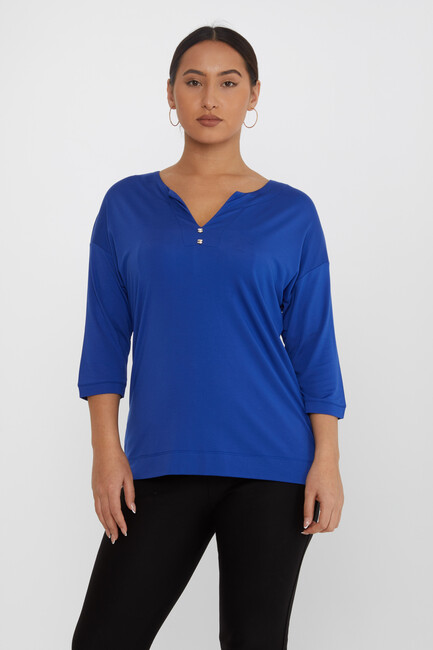 Women's Blouse Collar Detail Stoned Saks - 80029 | KAZEE - Thumbnail