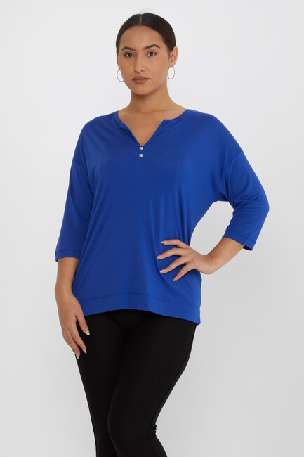 Women's Blouse Collar Detail Stoned Saks - 80029 | KAZEE - Thumbnail