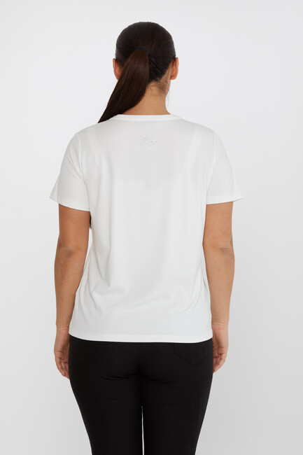 Women's Blouse Crew Neck Basic Ecru - 80014 | KAZEE - Thumbnail