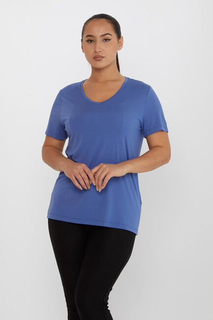 Women's Blouse Crew Neck Basic Indigo - 80014 | KAZEE - Thumbnail